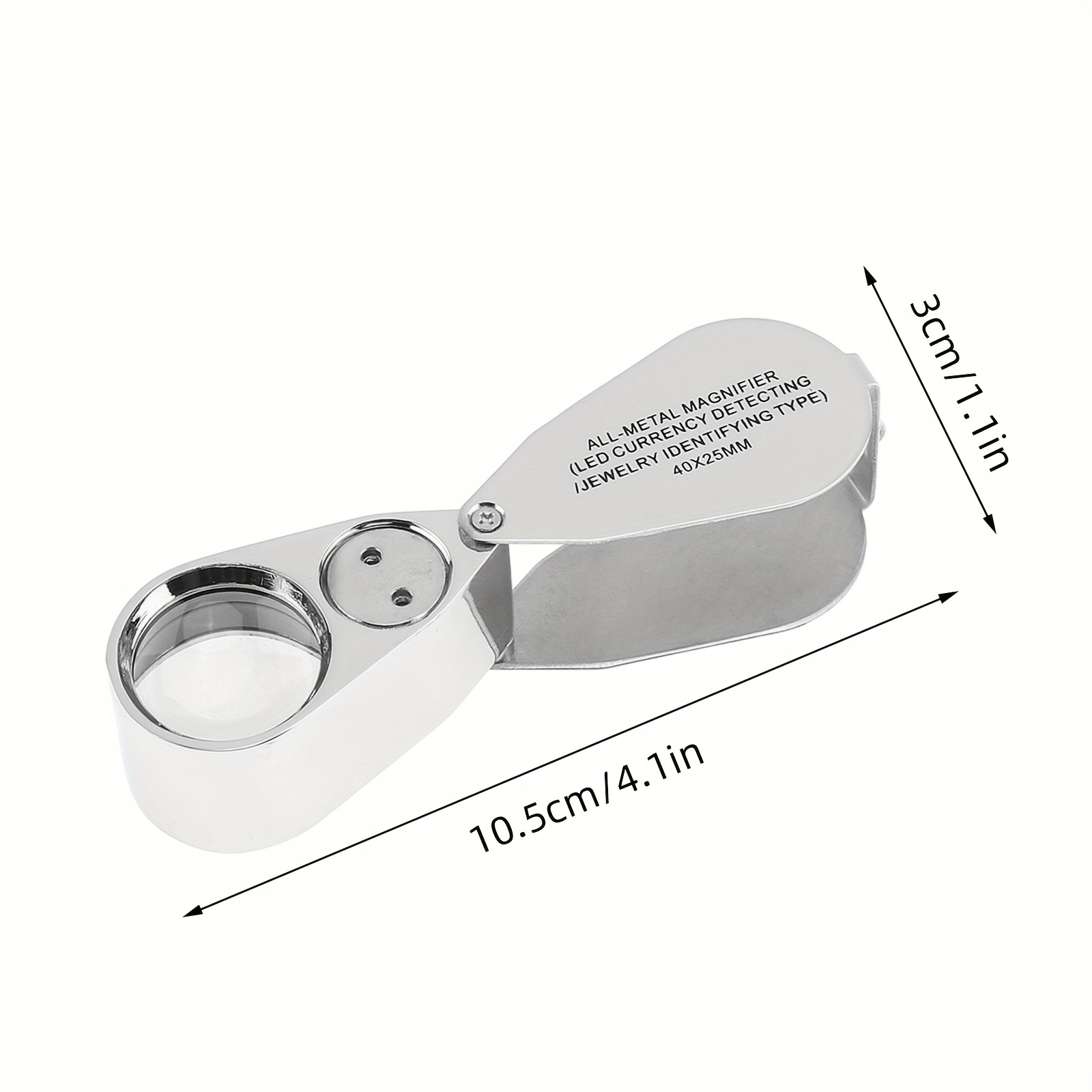 40X Full Metal Illuminated Jewelry Loop Magnifier, Pocket Folding Magnifying  Glass Jewelers Eye Loupe with LED 