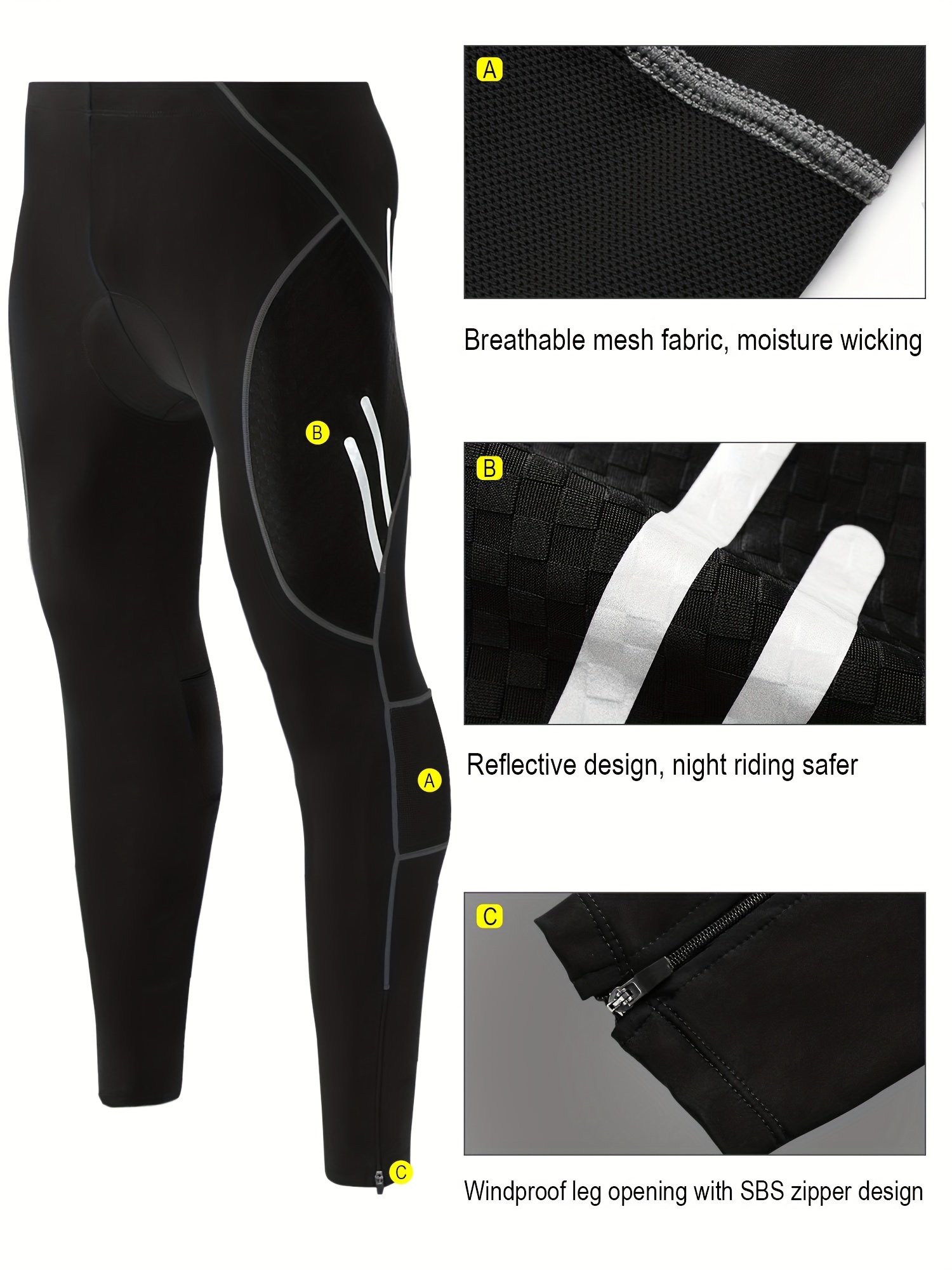 Reflective Men's Cycling Pants 4D Padding Pocket Lightweight