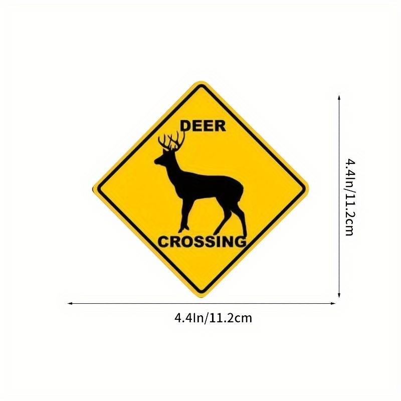 TEMU Deer Crossing Sign Shaped Reflective Sticker Hunt Fun Decal