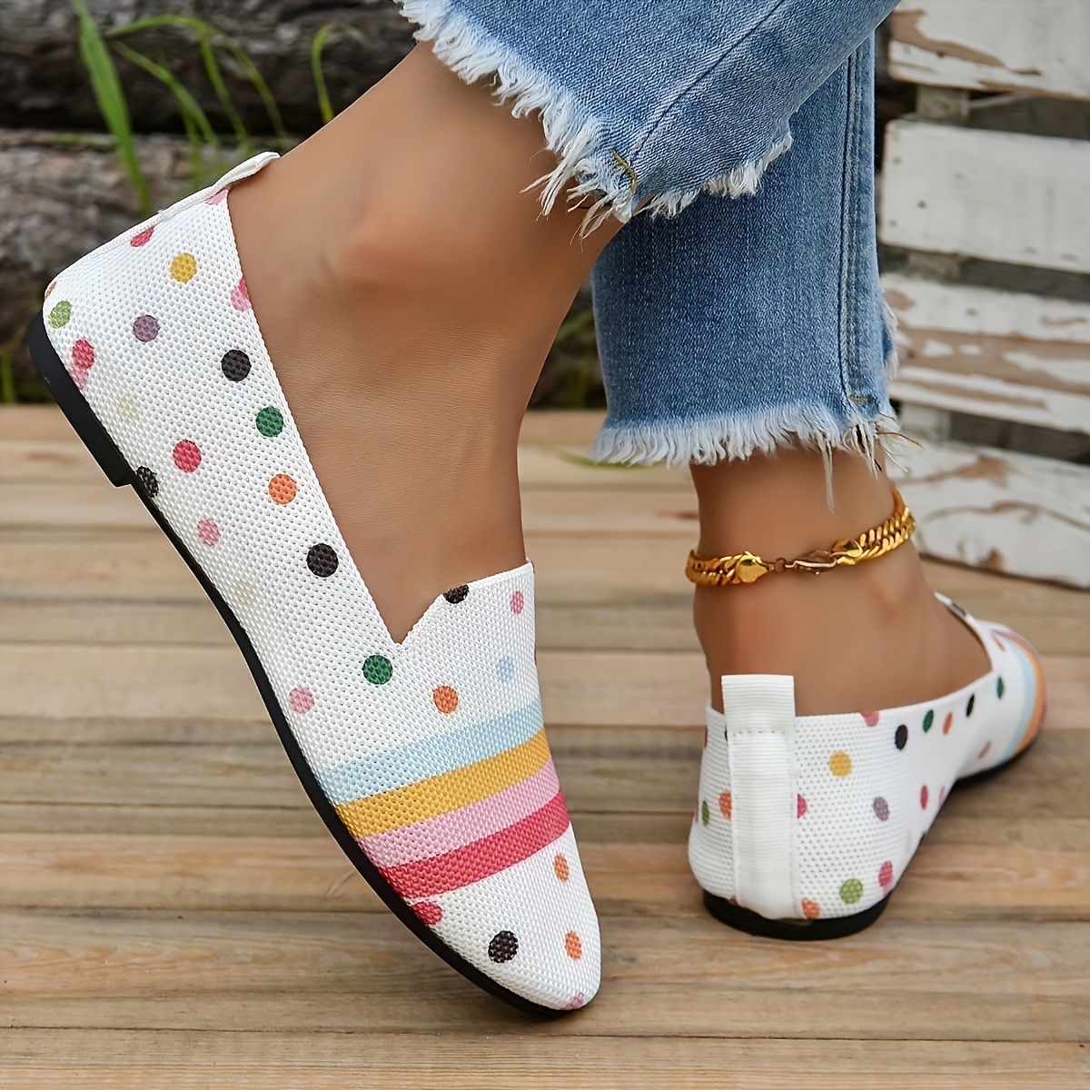 Floral Print Flat Shoes Lightweight Slip On Shoes