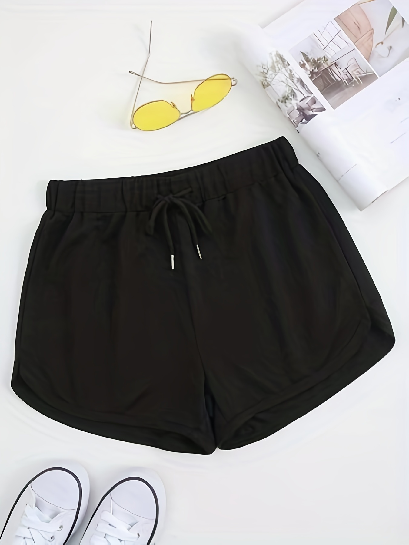  Tainrunse Short Pants Skin-touch Casual Sport Gym Cycling Female  Shorts Shaping Solid Color Black One Size : Clothing, Shoes & Jewelry