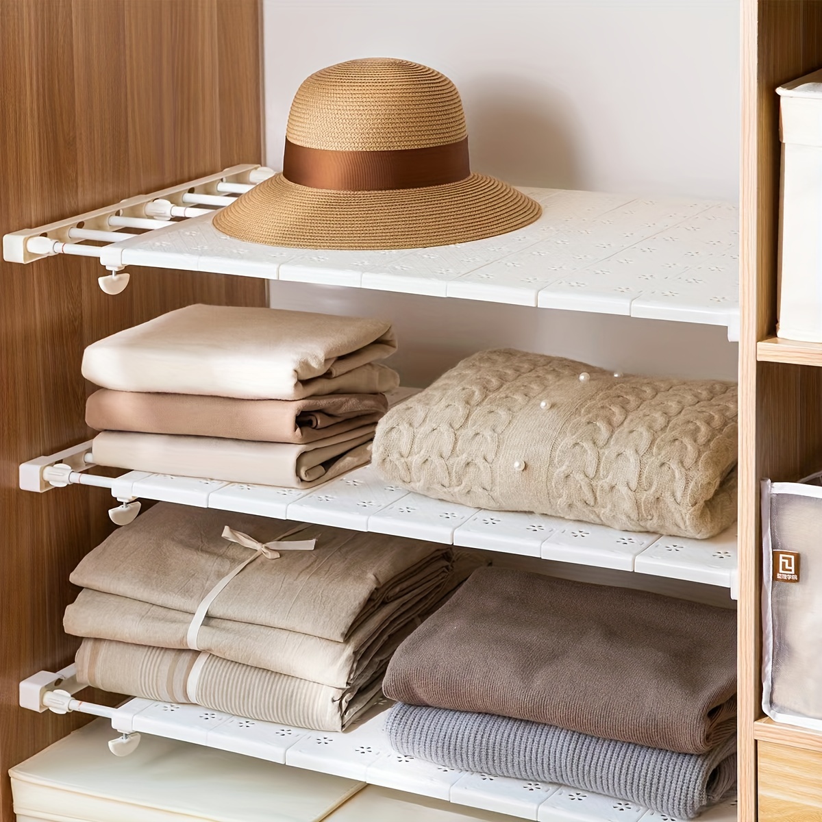 Stackable Closet Shelf Expandable Clothes Storage Rack - Temu