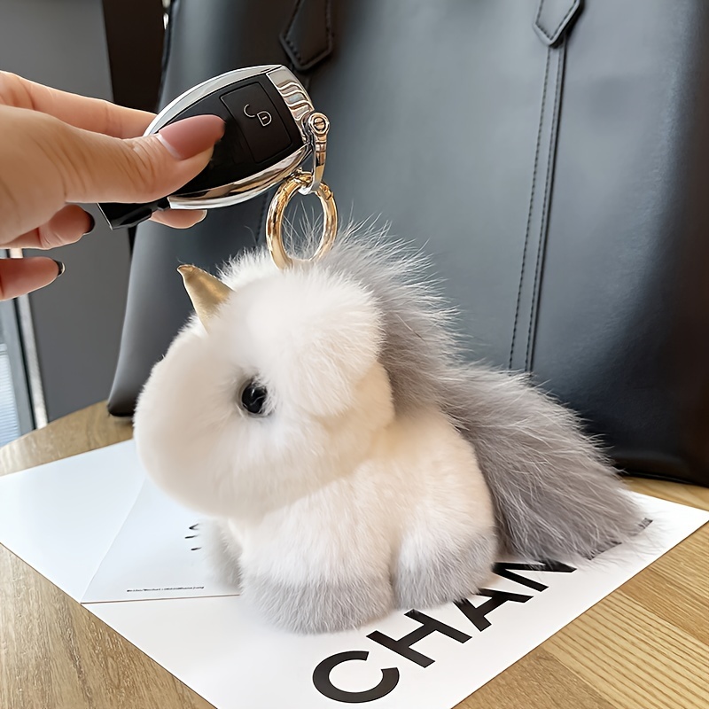 Real Rex Rabbit Fur Pendant Keychain Women Cute Mini Plush Bunny Bag Car  Key Ring Charm Trinket Ornaments Girl Birthday Gift - AliExpress