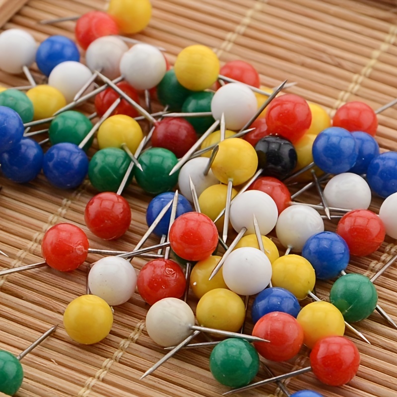 80pcs Colored Pearl Positioning Pins Map Pins Stainless Steel