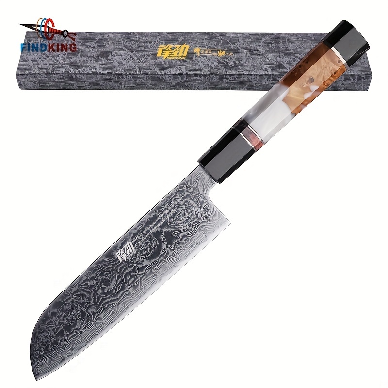 Santoku Knife, 7 Inch with Gift Box | Reddish ABS Handle