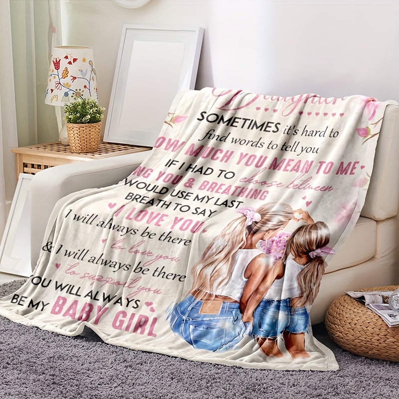 1pc To My Daughter Blanket Flannel Blanket Inspirational Gift Thanksgiving Christmas Birthday Gift For Sofa Couch Camping Bedding Supplies