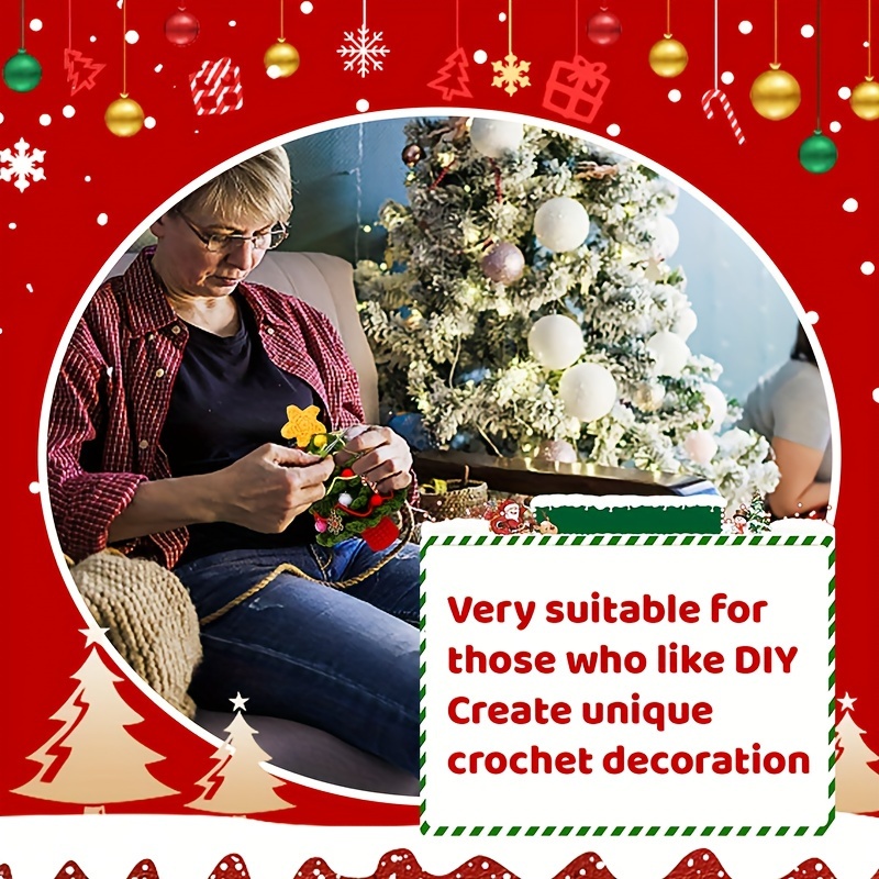 Christmas Crochet Kit for Beginners,Cute Christmas Tree Crochet Kit DIY Gift for Starters Adult Kids with Detailed Instruction and Video Tutorials