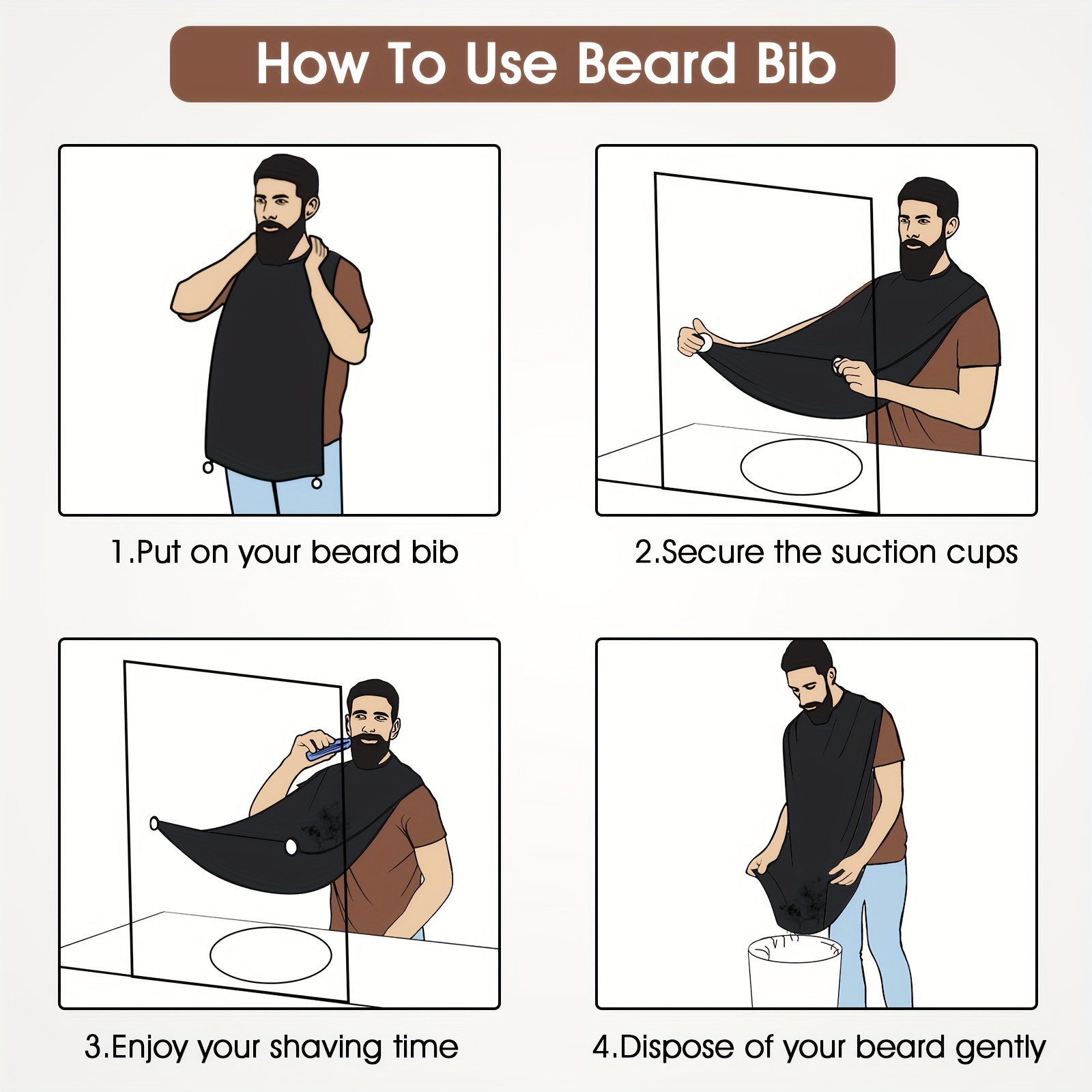 Tablier à barbe,Cape de Rasage,Bavoir Rasage,Tablier A Barbe Homme