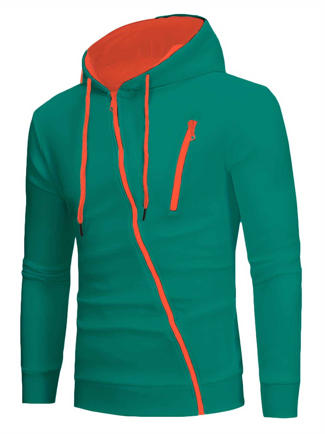 Hoodie with best sale diagonal zipper