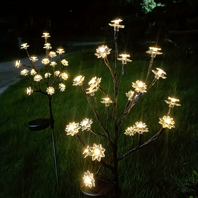 Transform Your Garden with the Elegant 16 LED Solar Tree Branch Lotus Lamp