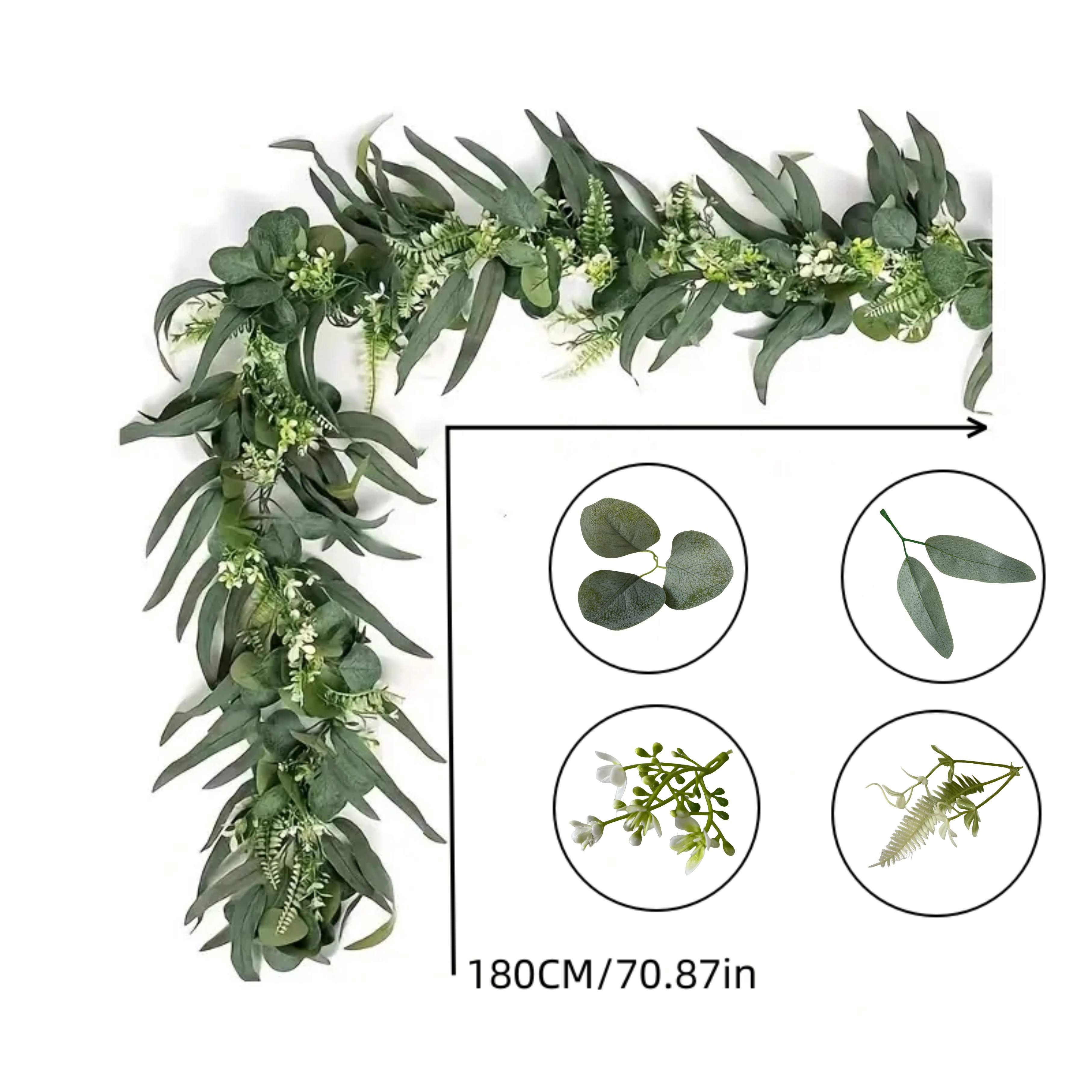 Long Faux Eucalyptus Leaves Greenery Garland Premium - Temu