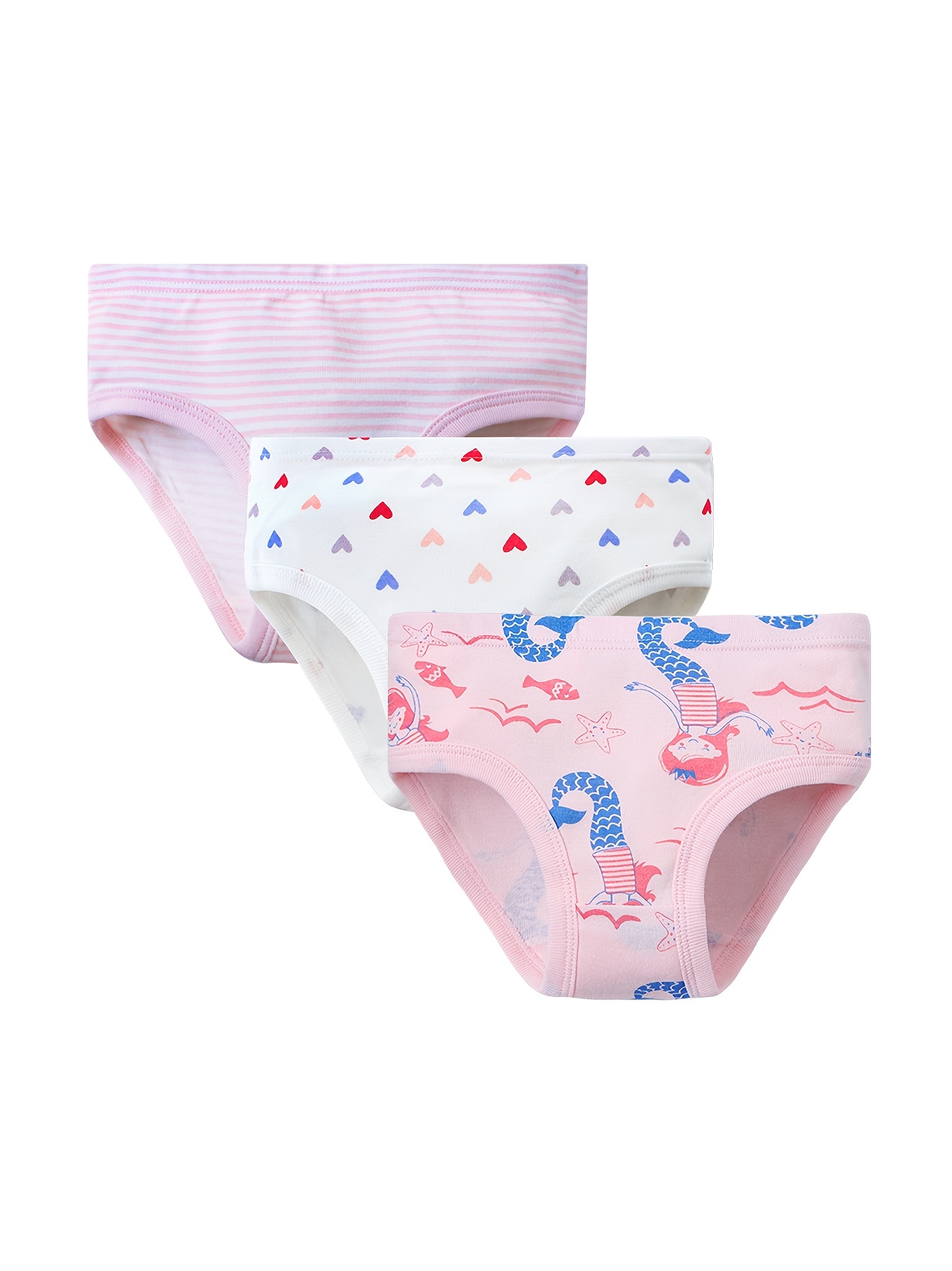 Toddlers Girls Panties Stripe Cute Cartoon Mermaid Pattern - Temu