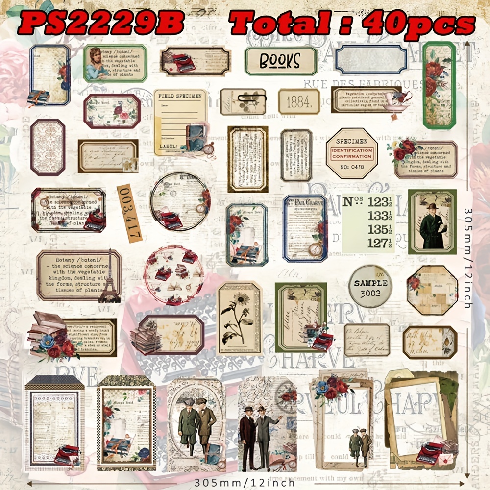 Bag Vintage Art Stationery Stickers Postcard Diary Planner - Temu