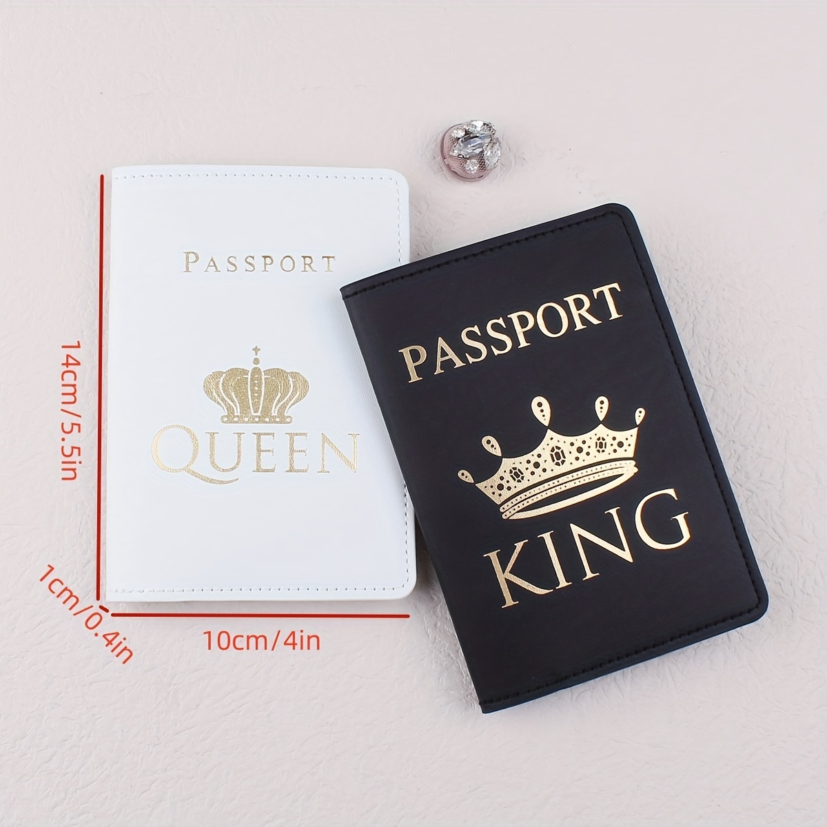 King & Queen Passport Holder Couple Crown Travel Accessories