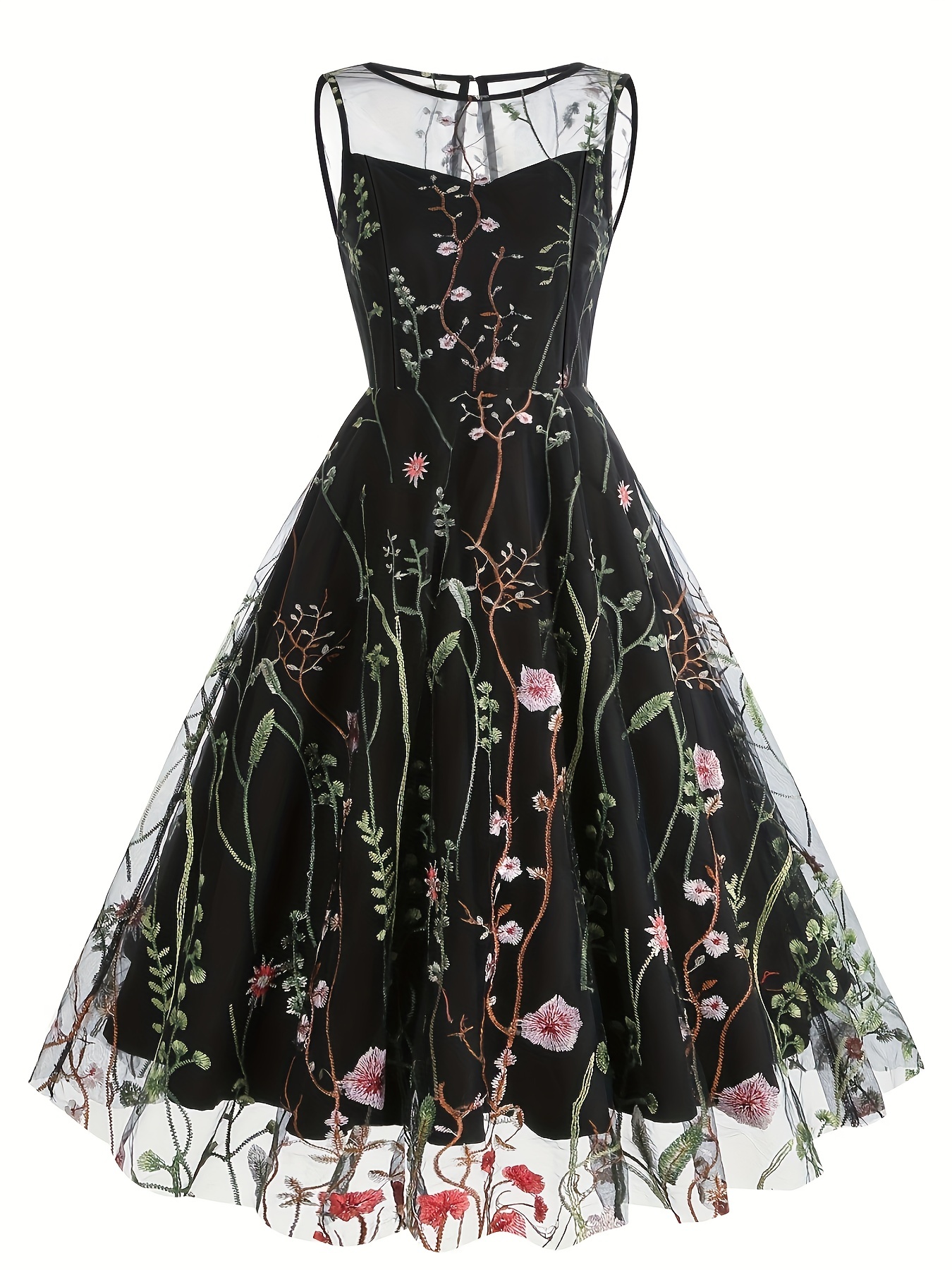 Black Floral Dress - Temu