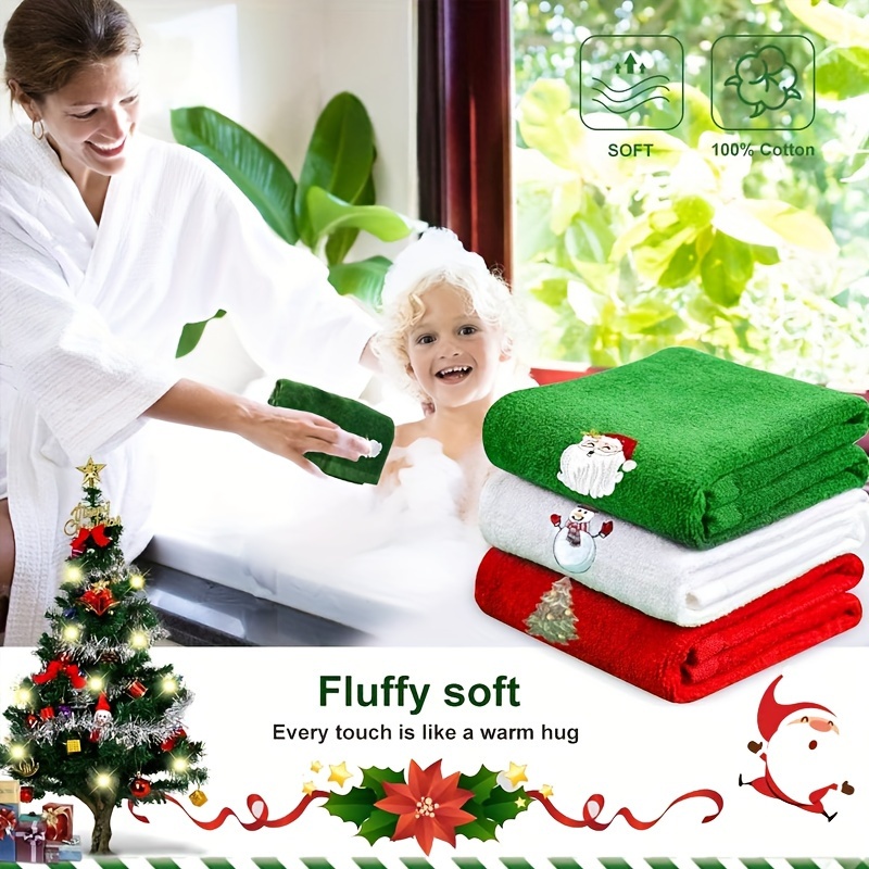 Christmas Tree Pattern Towel Set Soft Hand Towel Bath Towel - Temu