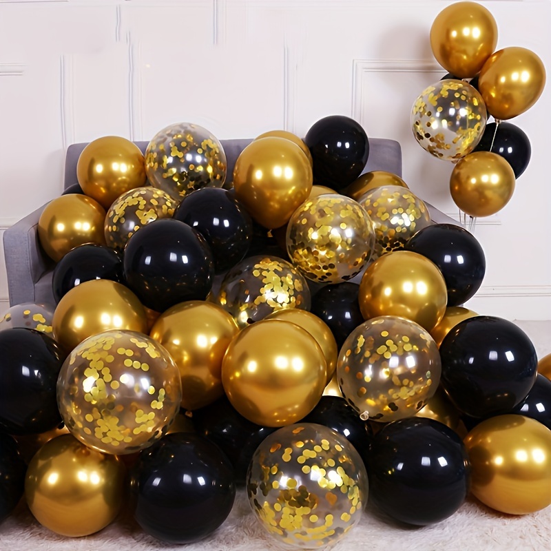 Juego de globos negros y plateados, globos de látex de confeti negro  metálico plateado de 12 pulgadas, globos de helio para fiesta de cumpleaños  de