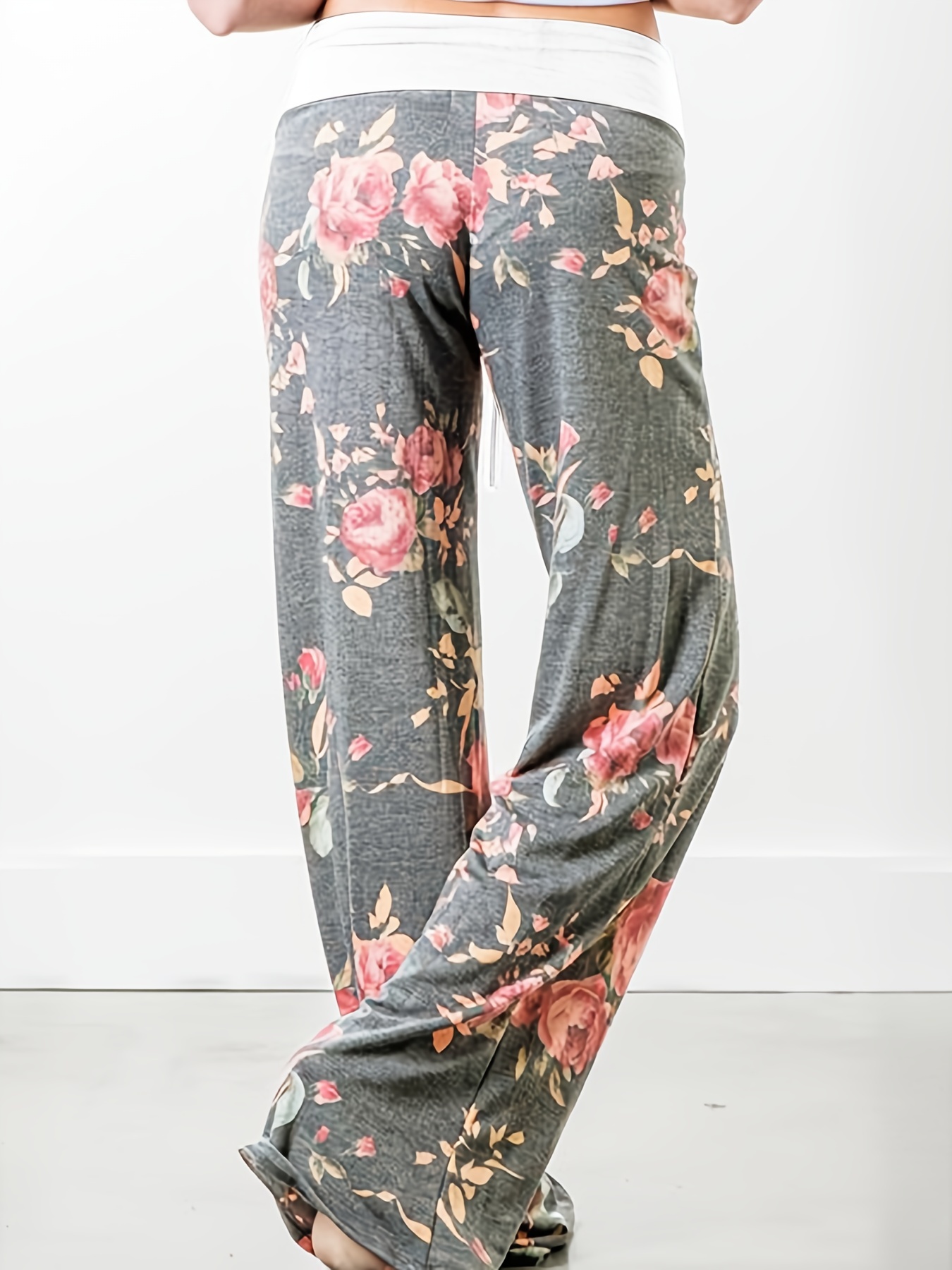 Generic Womens Loose Yoga Pants Floral Print Wide Color 6_One Size