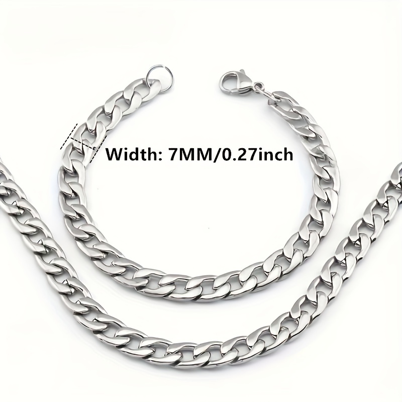 1 Pulsera Eslabones Cadena Acero Inoxidable 7mm Collar - Temu Chile