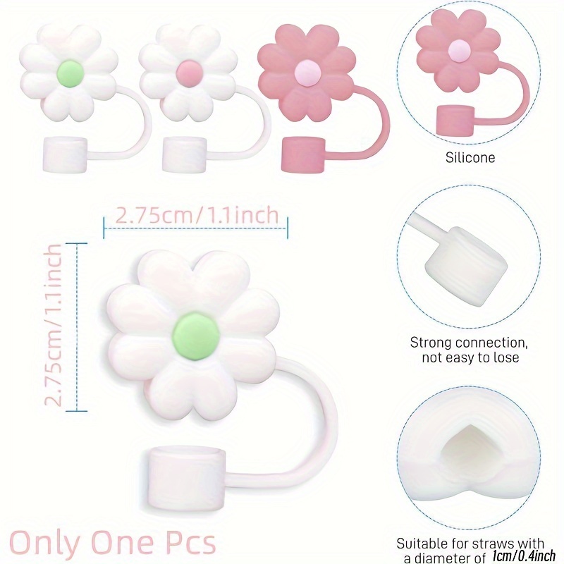 Cute Straw Cover 12 Pcs Straw Covers Silicone Straw Caps Reusable Drinking  Straw Tips Lids Straw Toppers for 68 mm Straws Outdoor Home Kitchen Party