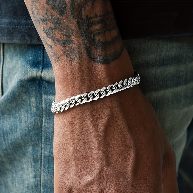 Men's Thick Cuban Chain Bracelet, Durable Design