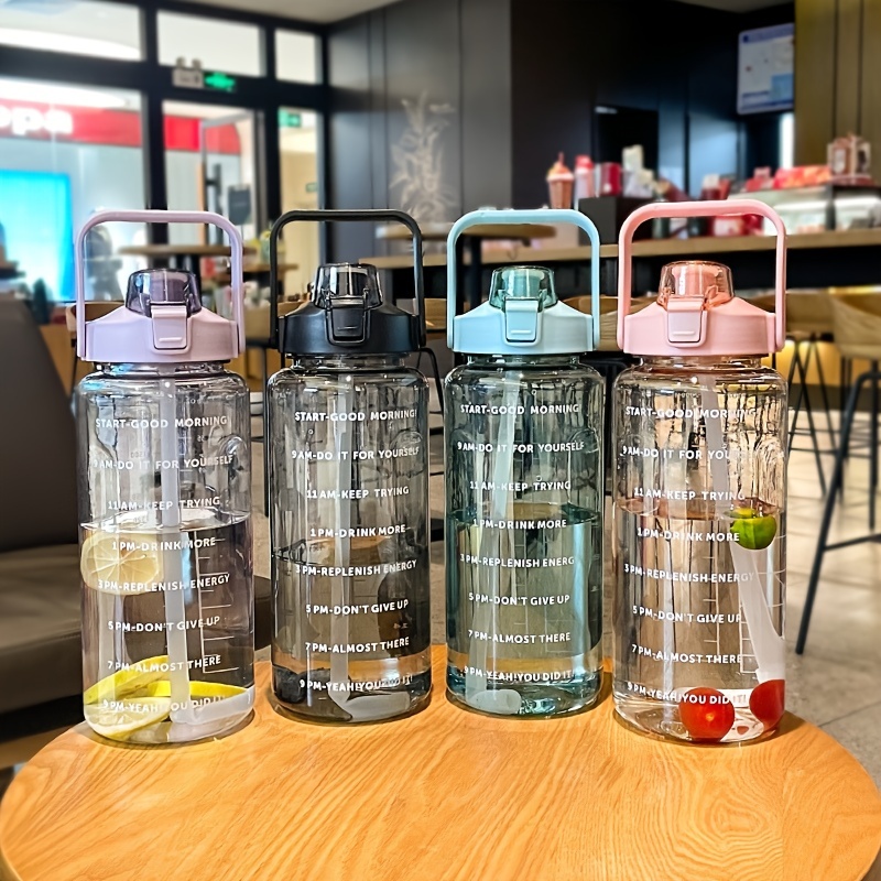 Glass Water Bottle With Straw And Handle Lid Motivational - Temu
