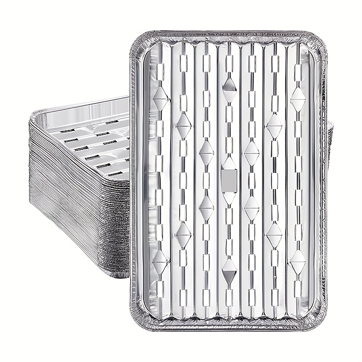 9x13 Disposable Aluminum Broiler Pans With Holes,aluminum Foil Grill Pan, aluminum Grill Liner Topper With Ribbed Bottom Surface For Bbq Grilling Trays  Foil Grill - Temu