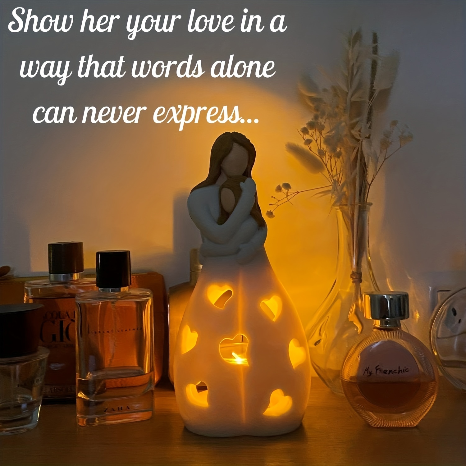 Mother and Daughter Figurine Candle Holder Statue with Flickering LED  Candle, Gifts for Mom from Daughter, for Birthday, Mothers Day, Christmas