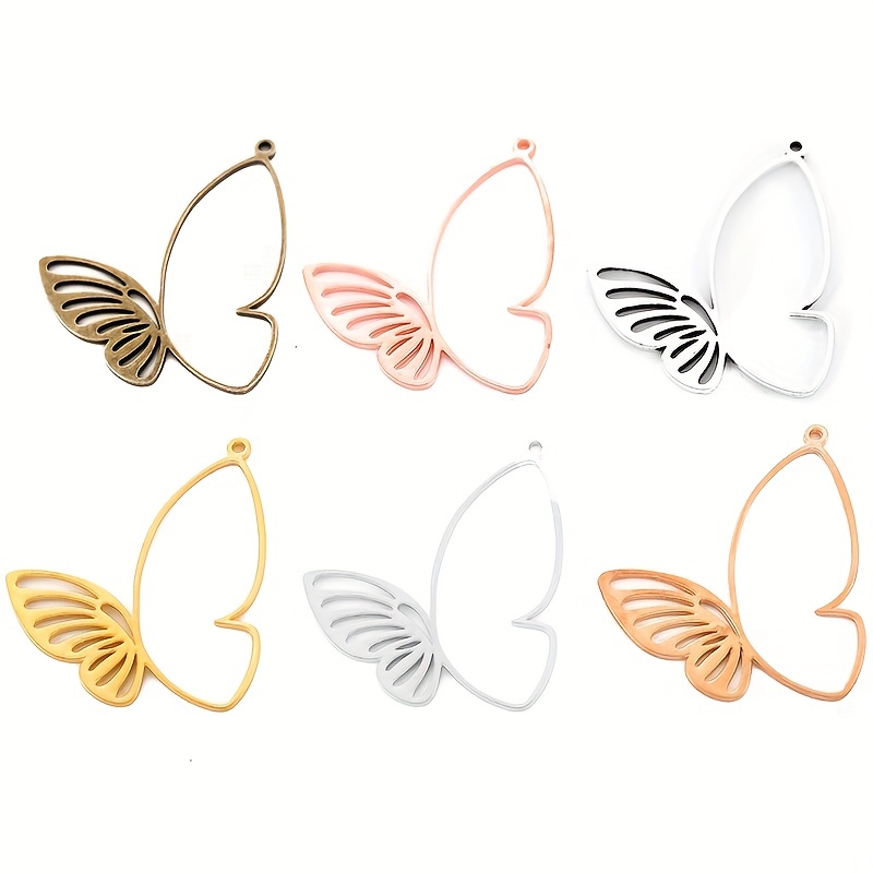 

5pcs Alloy Hollowed Butterfly Pendant Vintage Butterfly Frame Pendants Bezel Charms Pendants Diy Crafts For Jewelry Earrings Necklace Making