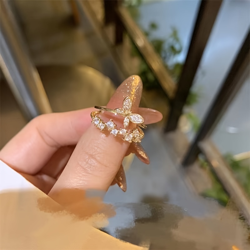 2023 New Butterfly Diamond Rings Personality Gift's Women's Fashion Rings  Creative Rings Negativity Rings That Break (A, 8) A 8