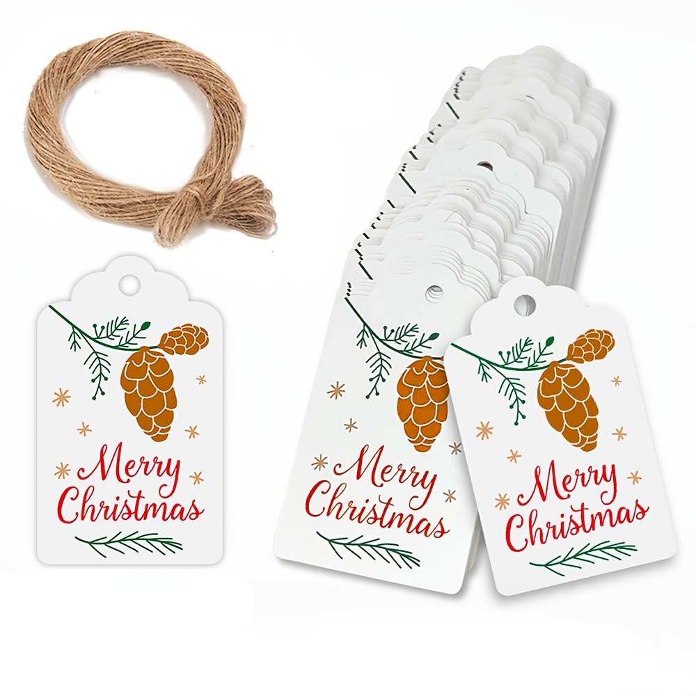 100pcs Merry Christmas Gift Tags Kraft Paper Card Hang Tag