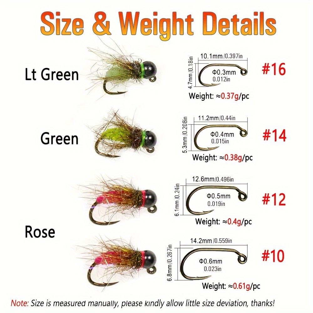 10 #12 #14 #16 Barbed Tungsten Bead Head, Caddis Pupa Jig Nymph Fly, Fast  Sinking Uv Rose Green Light Green Wet Euro Nymph Fly For Grayling Trout,  Fly Fishing Lures - Temu Norway