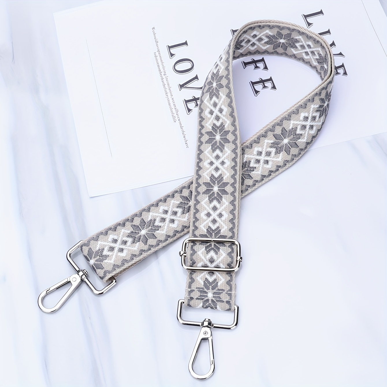 E-shop 70cm-130cm Taschenverlängerung, Taschenriemen, verstellbar, abnehmbar, strapazierfähig, Ersatz, modische Taschenpartie, Webing, bestickt für