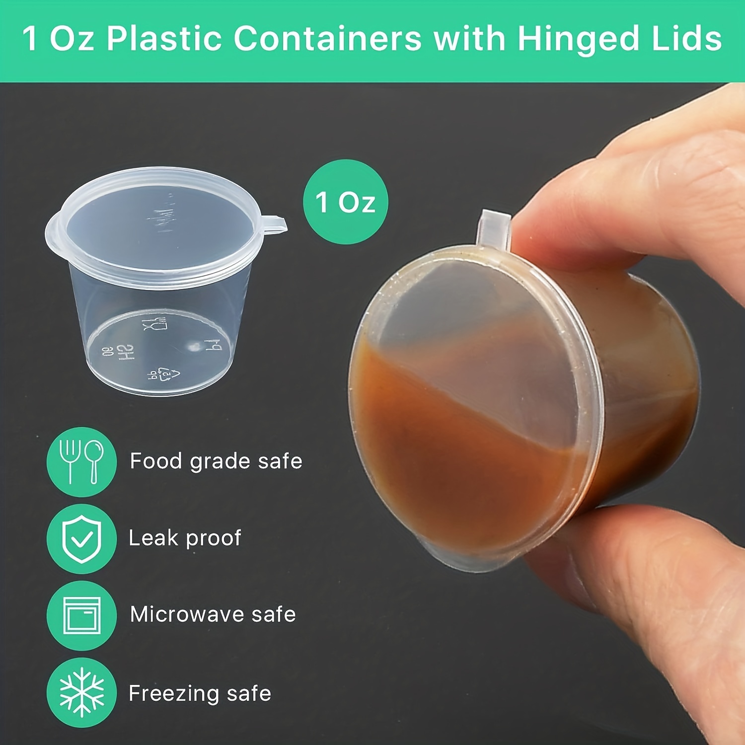 Clear Sauce Cups With Lids Disposable Plastic Condiment Cups - Temu