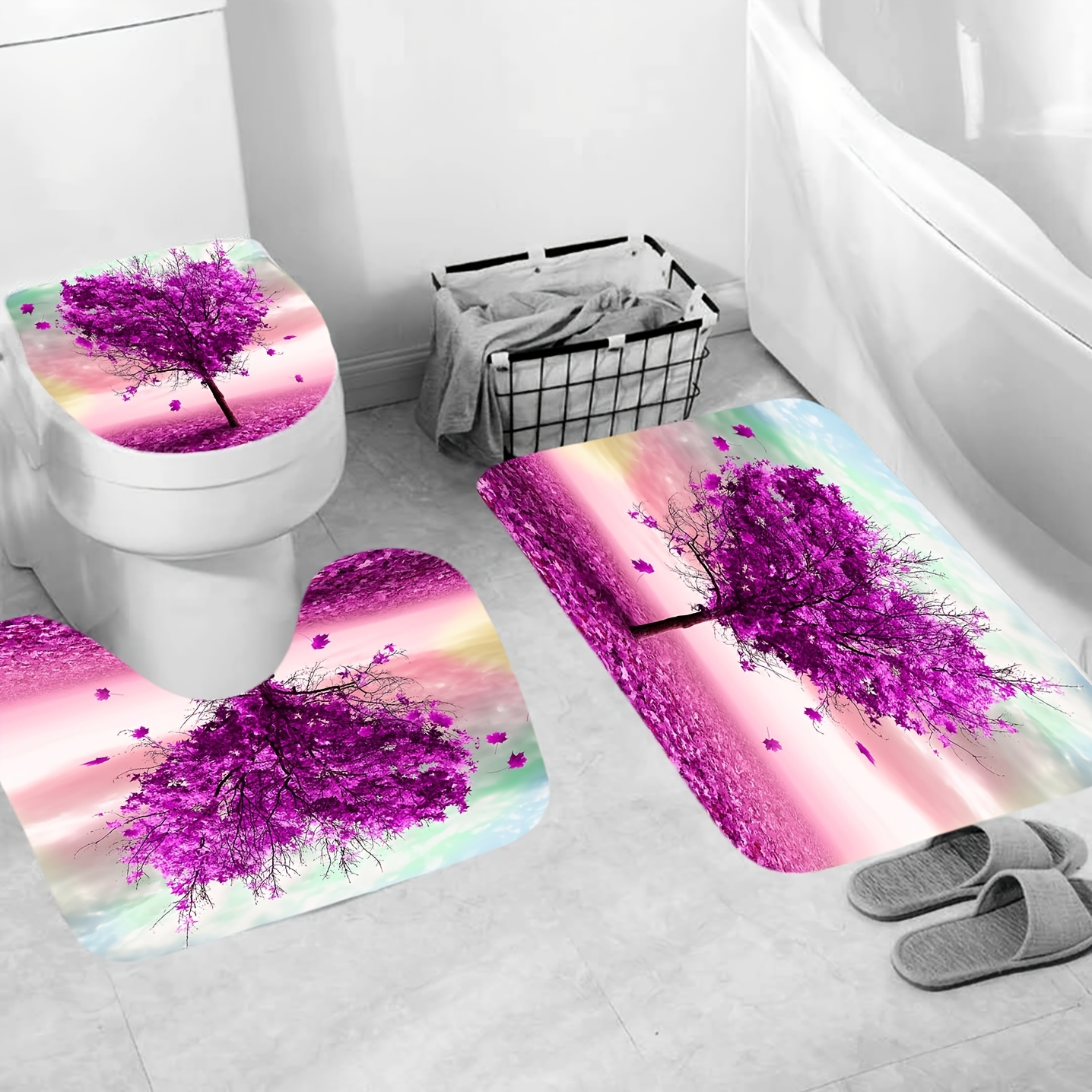 4PCs Anti Slip Bathtub Mat Bathroom Mat Rug Plastic Bath Shower