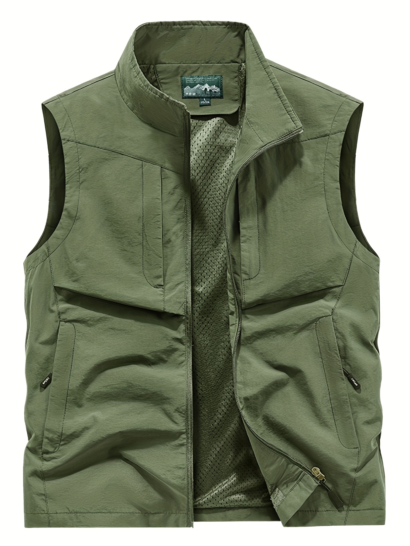 Men's Zip Up Casual Outdoor Vest Jacket For Hiking, Fishing, Men Clothing