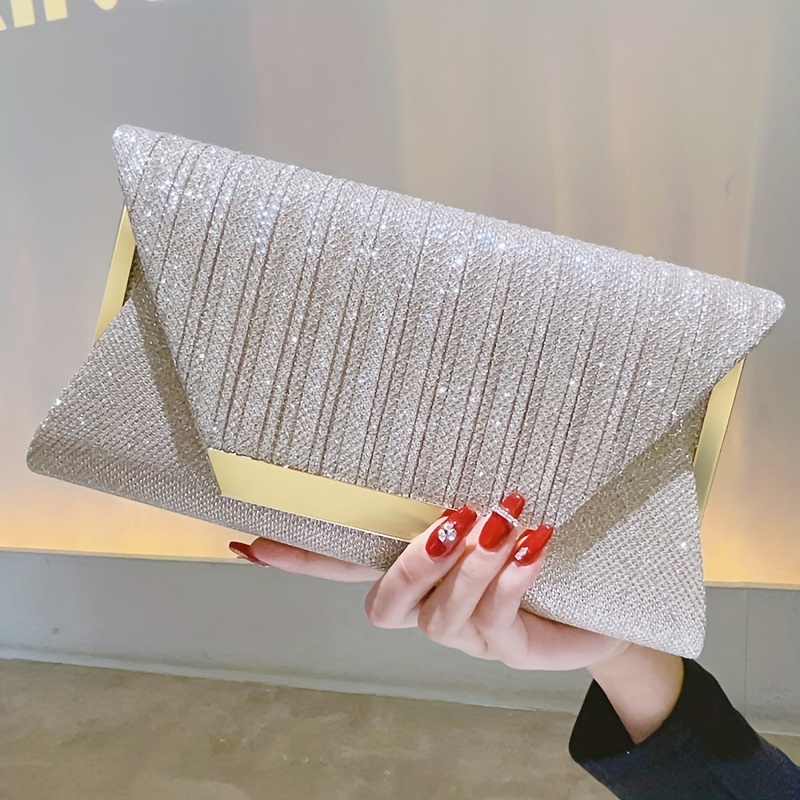 

Sequins Ruched Evening Bag, Glitter Clutch Purses For Women, Envelope Handbag For Prom Wedding Party For Carnaval Music Festival