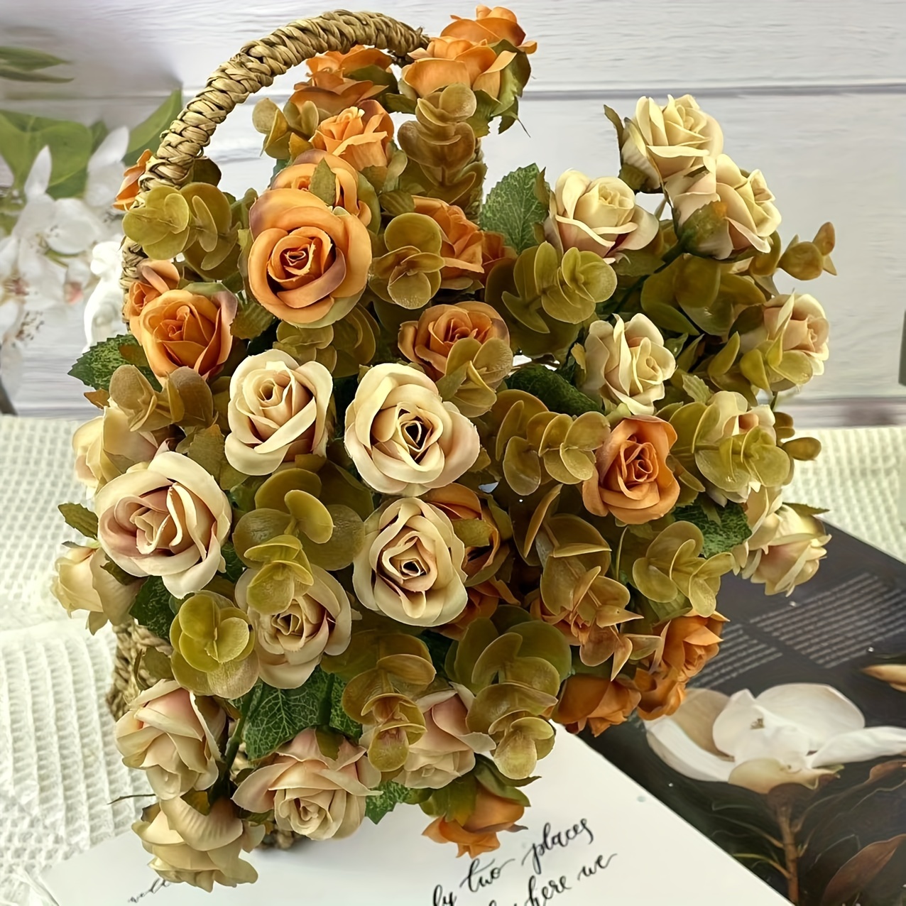 1 Bouquet Eucalyptus Rose Stems Decor Artificial Eucalyptus - Temu