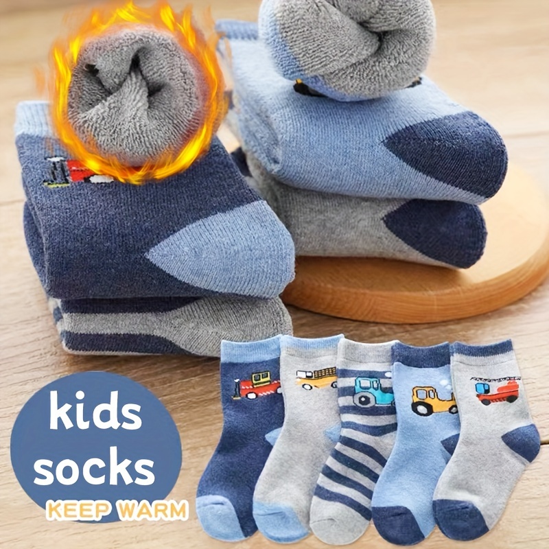 Kids Baby Boy Girls Wool Socks Thick Animal Stripe Winter Soft Warm Thermal  Child Toddler Boot Cozy Crew Socks 6 Pairs