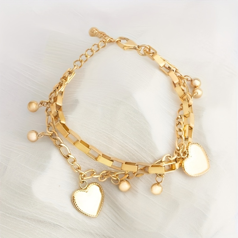 Gold Layered Heart Charm Bracelet