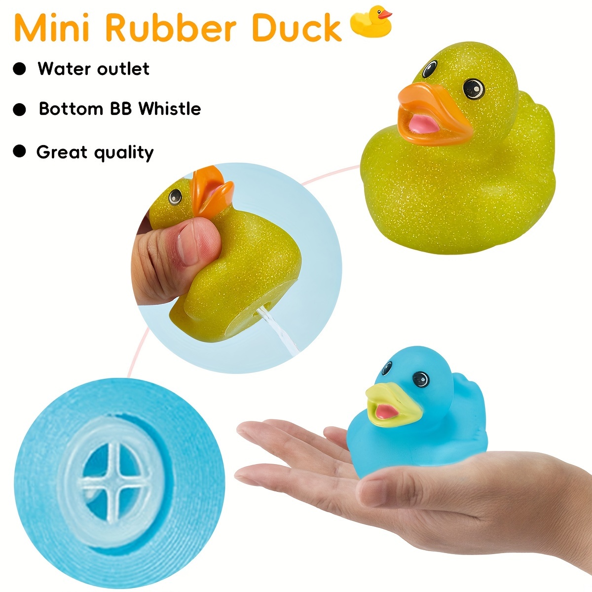 MageCrux 5 Pcs/Set Mini Baby Children Bath Toys Cute Rubber Duck Fishing  Net Shower Games