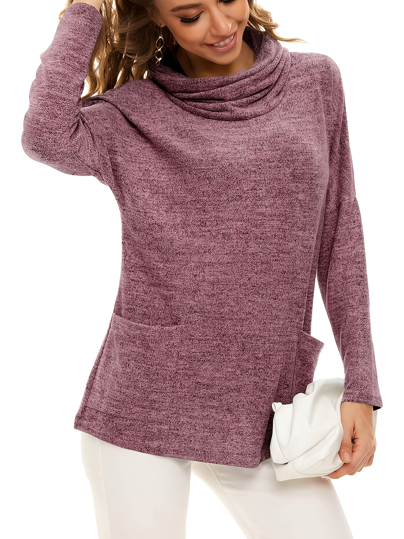 Long cowl clearance neck sweatshirt