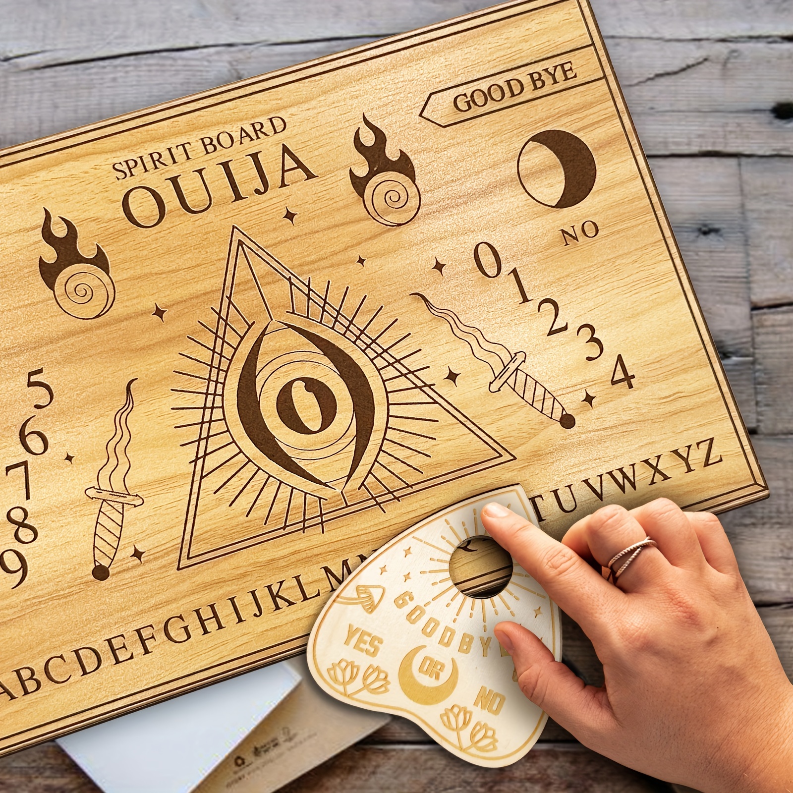 Wooden Vintage Halloween Ouija Board & Planchette, Handmade Wood Spirit  Board