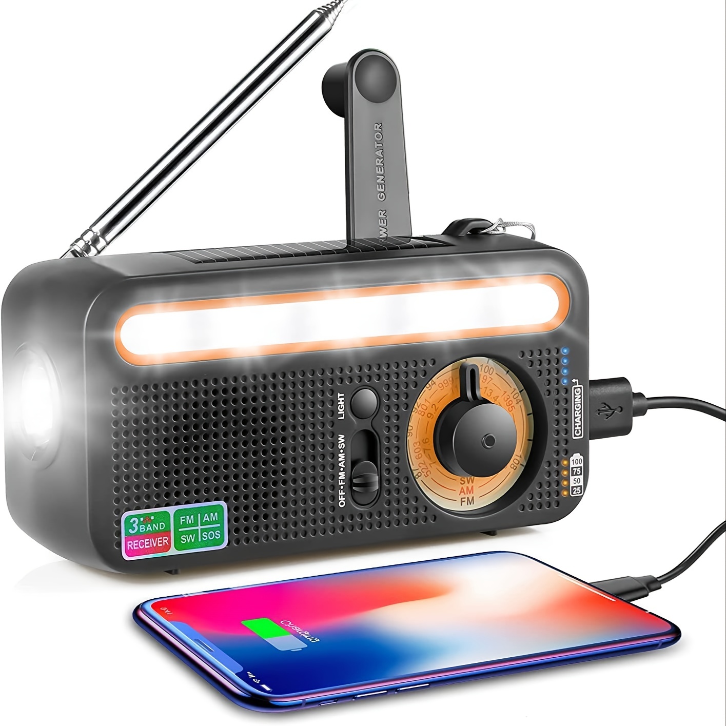 NOAA Weather AM FM Radio portátil funciona con 2 pilas AA con auriculares  estéreo, pantalla LCD, reloj despertador digital, temporizador de sueño, la