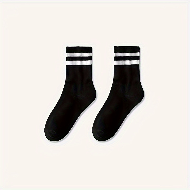 6 Pares De Calcetines De Longitud Media A Rayas Minimalistas En Blanco Y  Negro Para Calcetines Deportivos De Otoño E Invierno Para Hombre, Calcetines  Transpirables Y Cálidos Para Parejas - Temu