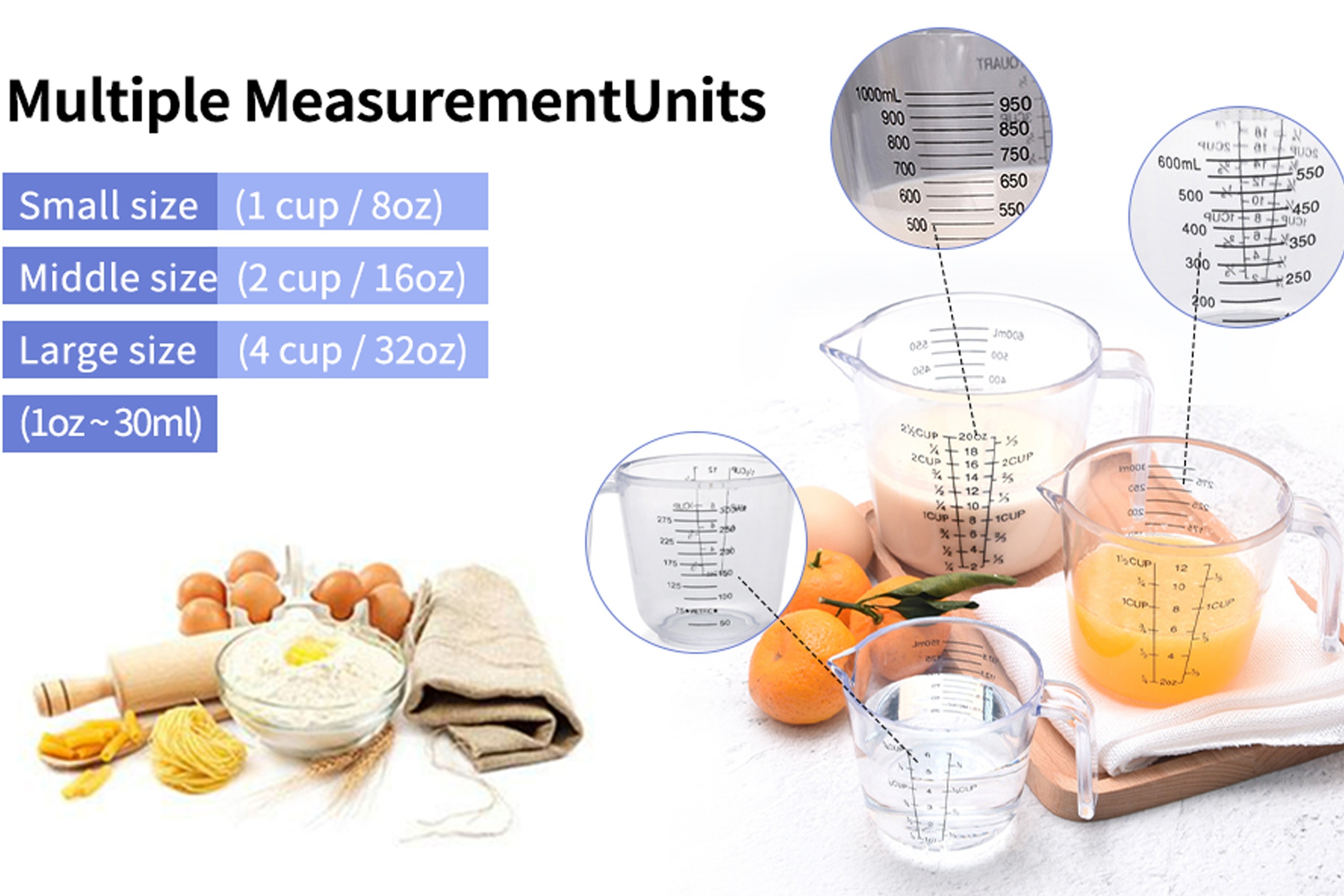 3/20pcs, Measuring Cups And Measuring Spoons Set, Liquid Measuring Cups For  Kitchen, BPA Free Plastic Measuring Tools Set With Spout, Multiple Measure