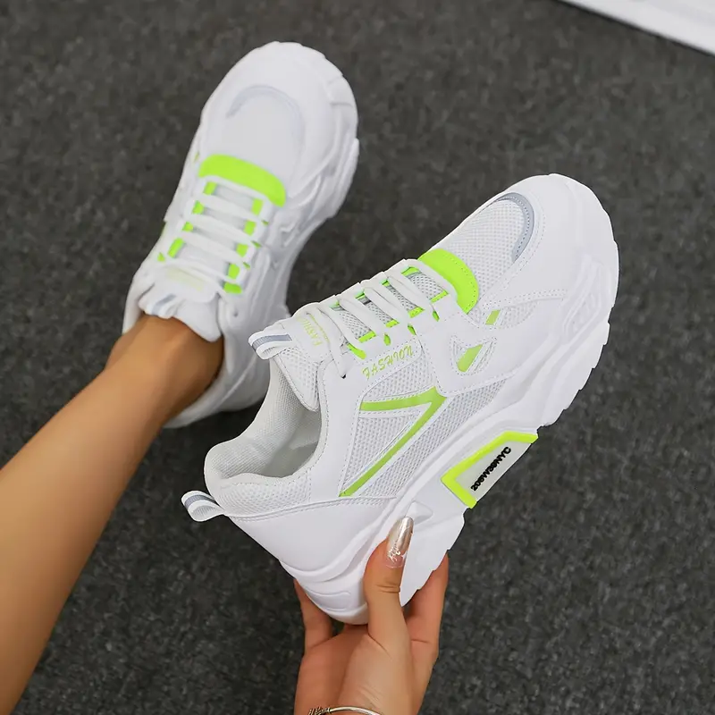 womens thick sole lightweight lace up chunky sneakers trendy low top comfy running shoes details 5