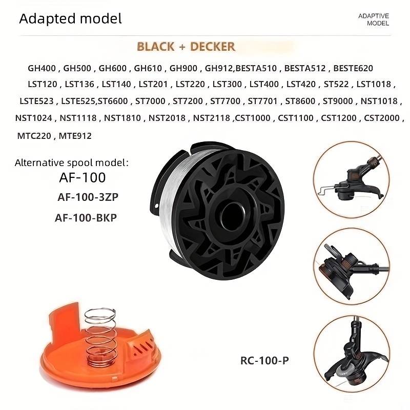 Black Decker Af-100-3zp Replacement Spool Nylon Mowing Head Mowing Line  Mowing Rope - Temu