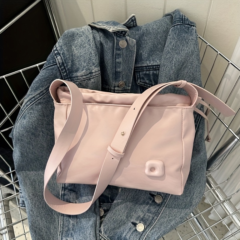 Fashionable Solid Color Simple Grid Design Pu Shoulder Bag With