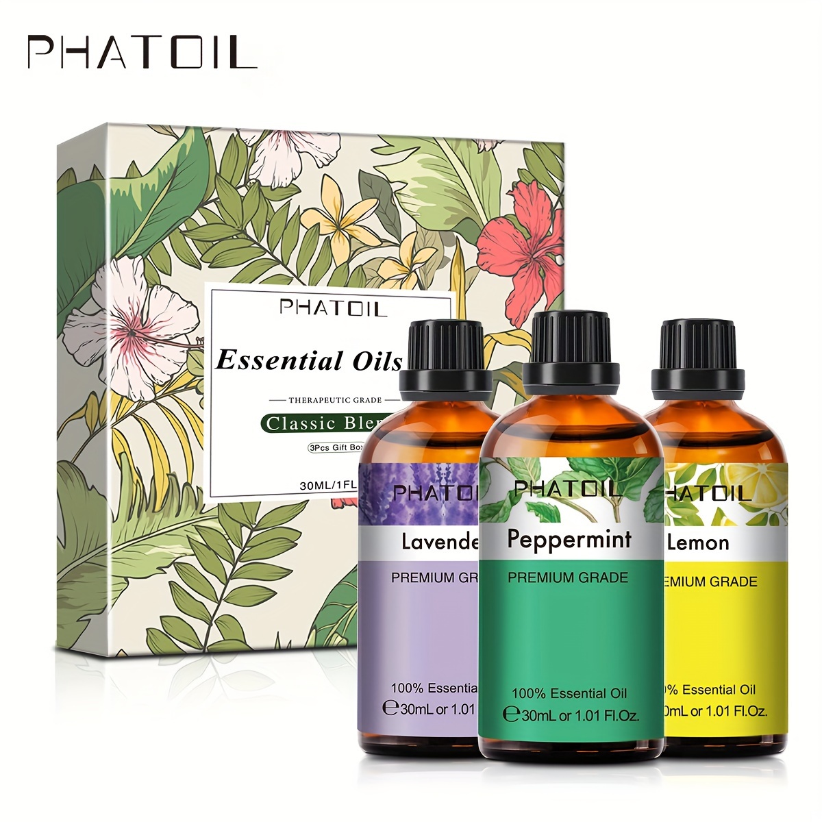 100% Pure Floral Essential Oil 3.38 Oz/ 1.01Oz/ 0.33Oz – PHATOIL
